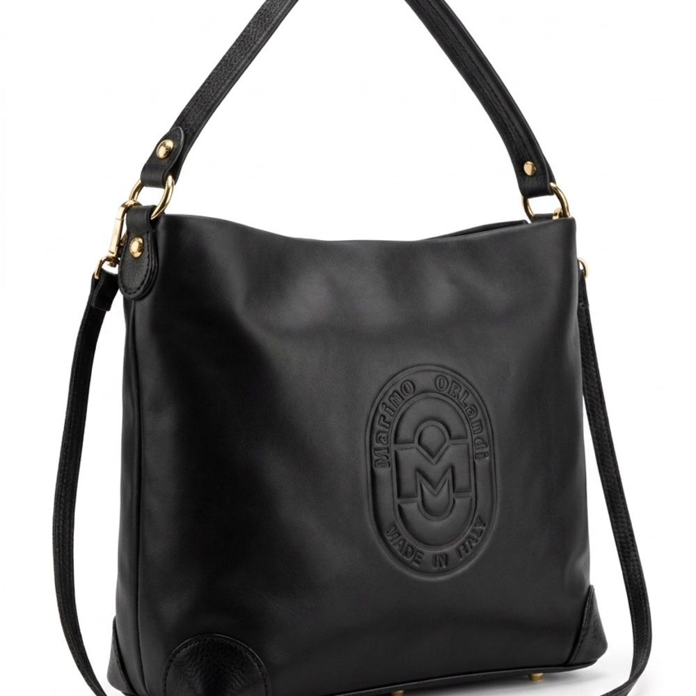 MARINO ORLANDI Women’s Black Soft Leather Fashion Shoulder Bag